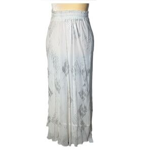 1980s DOROTHY SCHOELEN PLATINUM SKIRT CREAM & SILVER FABRIC ELASTIC WAIST